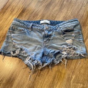 BKE Stella cutoff distressed denim shorts